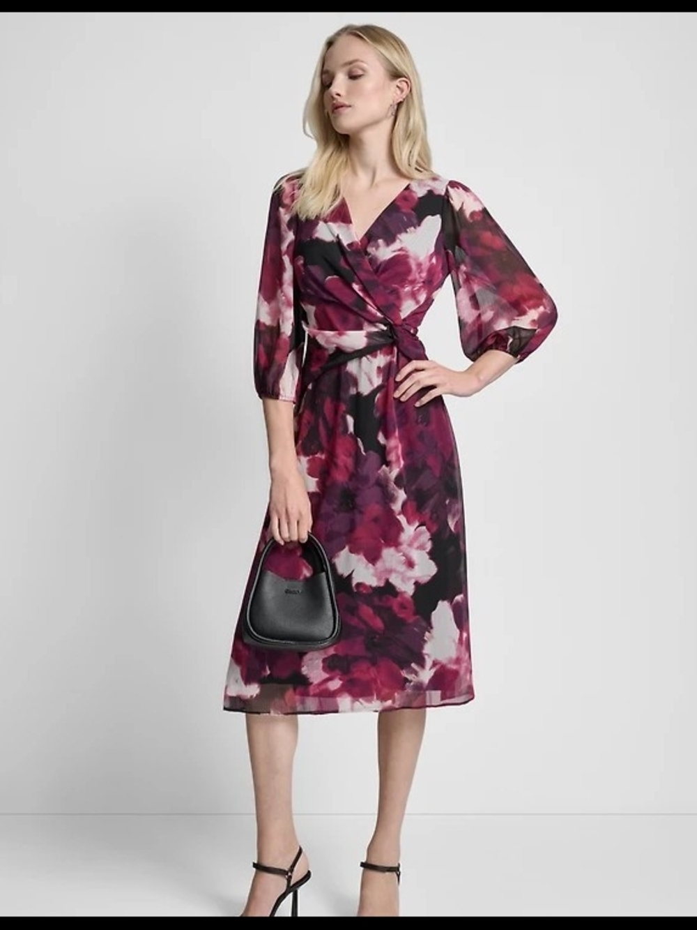 DKNY Floral Wine&Pink Wrap Dress!.